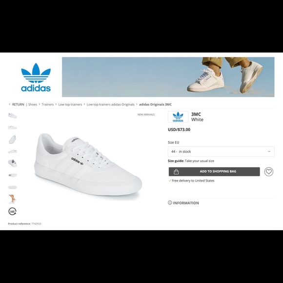 adidas | Shoes | Adidas 3mc White Eu 44 | Poshmark